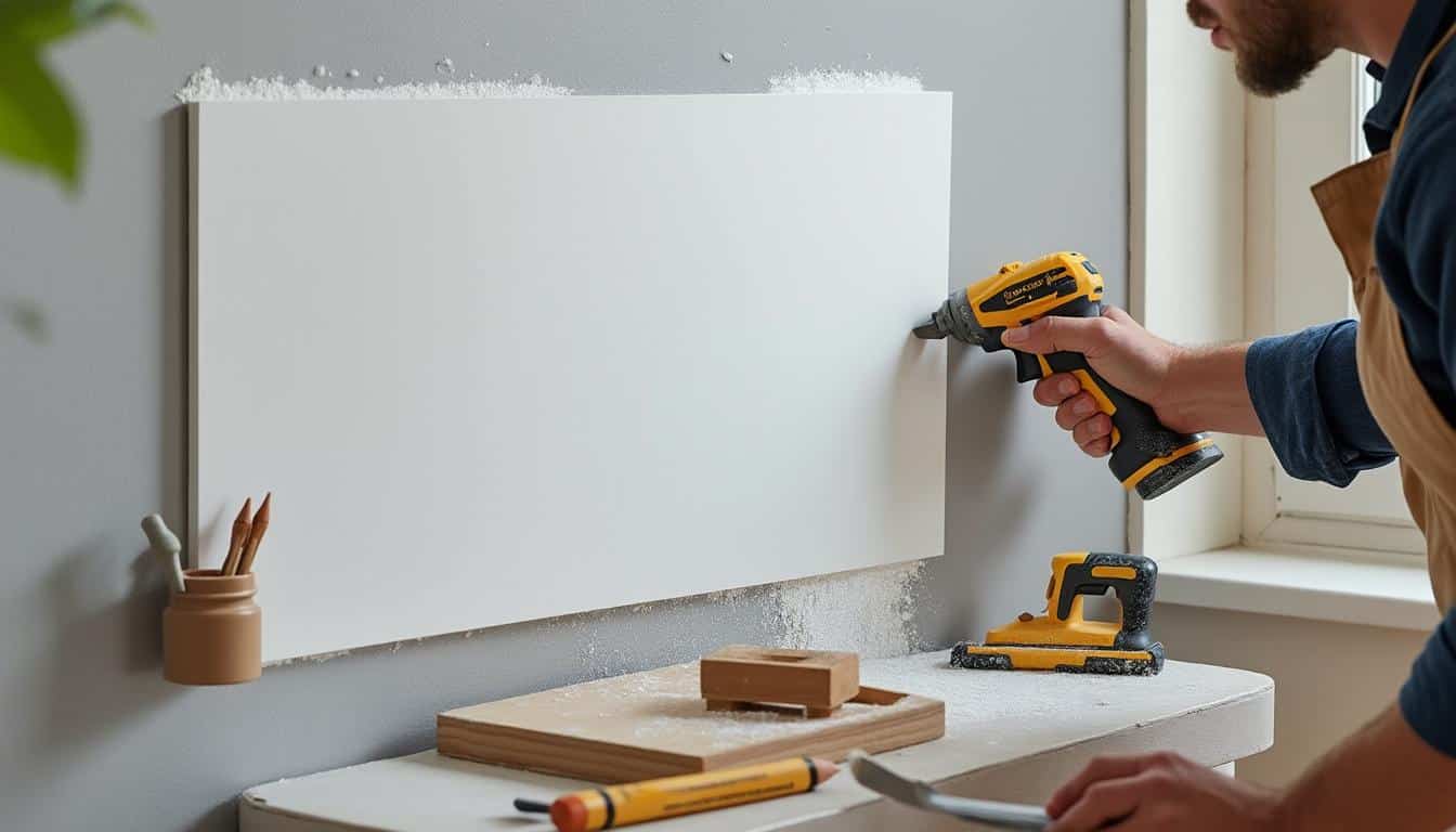 Illustration: Préparer le perçage dans la plaque de plâtre pour une fixation optimale