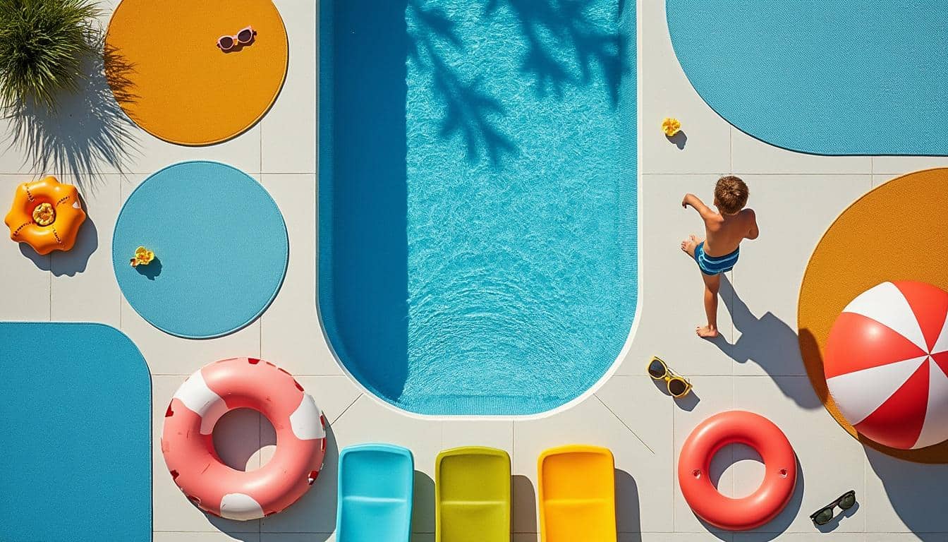 Illustration: Les différentes formes et matériaux des tapis adaptés à la piscine