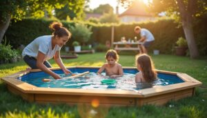 Piscine hors sol octogonale en bois : design et installation facile